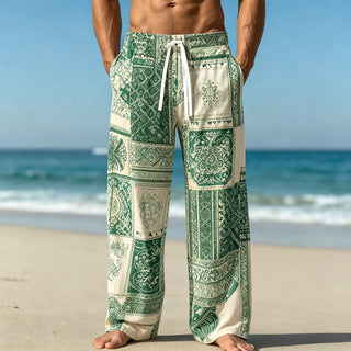 Men's Mediterranean Tile Print Drawstring Pants