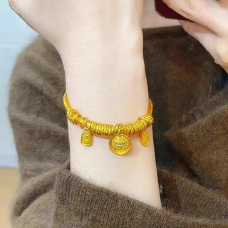 Yellow Gold Coiled Adjustable Open Bangle - Epictzar Intl.