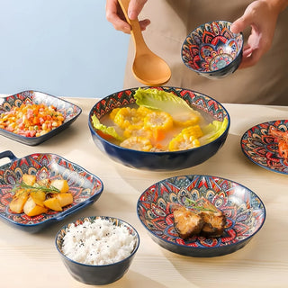 Bohemian Ceramic 8Pcs Cutlery Dishes Set