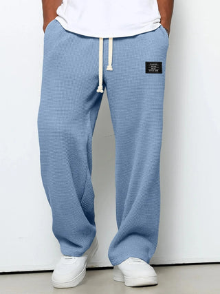 Trendy Drawstring Waffle Knit Casual Pants