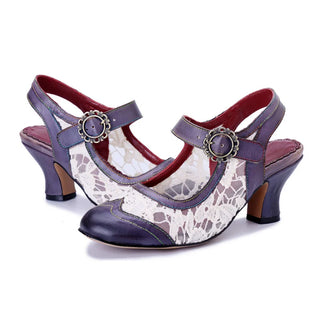 Colorful Floral Cutout Block Heel Sandals