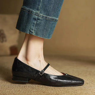 Women Vintage Square Toe Flats