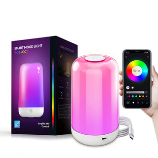 Touch Night Light Bluetooth APP Dimming RGB Lamp 3600mAh Rechargeable Music Ambiance Light Indoor Desktop Decorative Table Lamps