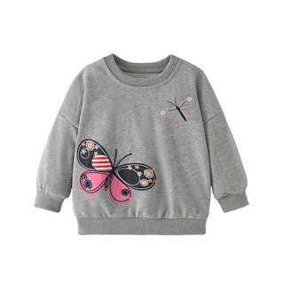 Jumping Meters 2-7T Girls Sweatshirts Rainbow Butterfly Girls Cute Toddler Kids Clothing Autumn Spring Sport Baby Hooded Shirts