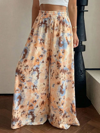 Wide Leg Tie Dye Print Pants