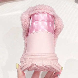 Faux Fur Winter Boots For Girls Korean Style Teenager Girl's Snow Boots Soft-soled Anti-slippery Teenager Kid's Cotton Shoes