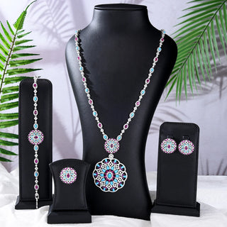 Missvikki Luxury Long Drop Necklace Earrings Jewelry Sets Super CZ for Noble Women Bridal Wedding Gorgeous Sparkling Best Gift