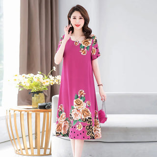 Short Sleeved Printed Women Night Sleepwear