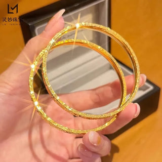 Women's Crushed Ice 24K Gold Blessing Bangle
