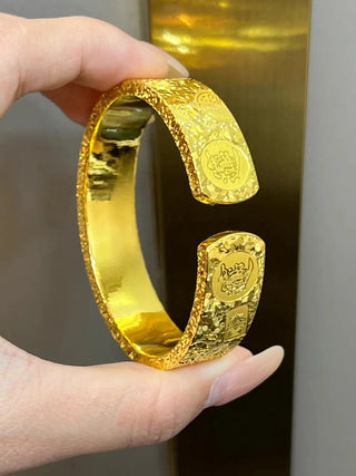 Adjustable Lotus 24K Ice Gold Open Bangle