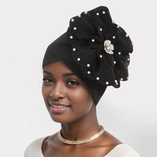 Elegant African Lady Head Wraps Nigeria Party Headwear Wedding Headtie Big Flower Turban Cap for Women