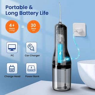 Oral irrigator USB rechargeable dental floss portable dental sprayer 260ML water tank waterproof oral care cleaning
