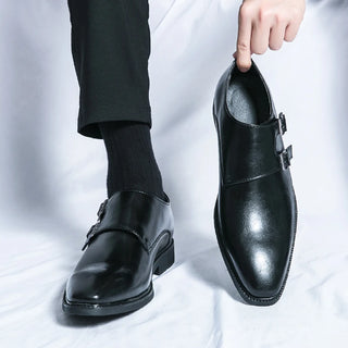 Men Classic Leather Monk Shoes