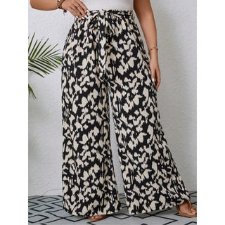Plus Size 1XL-5XL Women's Summer Casual Fashion New Printed Wide Leg Elastic Waist Pants