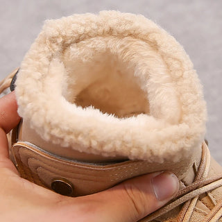 Faux Fur Winter Boots For Children PU Leather Teenager Kid's Snow Boots Thick Warm Boy's Girl's Plush Boots Cotton Warm Boots