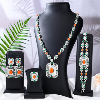 Missvikki Luxury Long Drop Necklace Earrings Jewelry Sets Super CZ for Noble Women Bridal Wedding Gorgeous Sparkling Best Gift