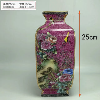 Antique Porcelain Enamel Painting Square Vases