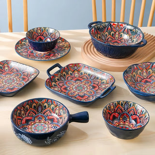 Bohemian Ceramic 8Pcs Cutlery Dishes Set