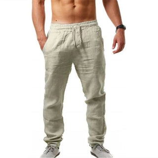 Summer Men Cotton Linen Pants Soild Casual Trousers Breathable Training Gym Pants Sport Sweatpants Joggers Hip Pop Streetwear