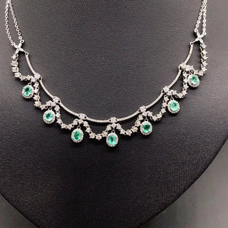 Natural Emerald Gemstone Engagement Necklace