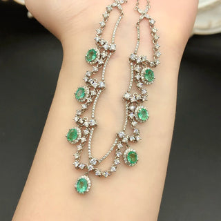 Natural Emerald Gemstone Engagement Necklace