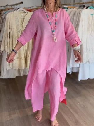 Long-sleeved Women Linen Suit