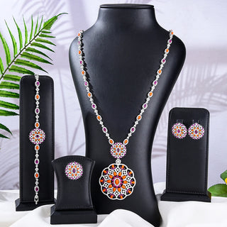 Missvikki Luxury Long Drop Necklace Earrings Jewelry Sets Super CZ for Noble Women Bridal Wedding Gorgeous Sparkling Best Gift