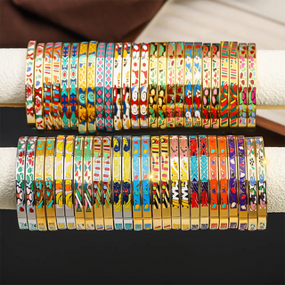 Wholesale Stainless Steel Colorful Enamel Bracelets Bangle for Women, Random Colors,Waterproof and Rust Proof