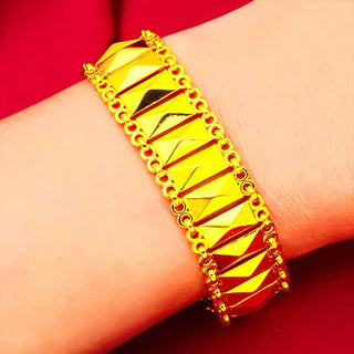 Men's Wide Edge 24K Gold S-Clasp Bracelet