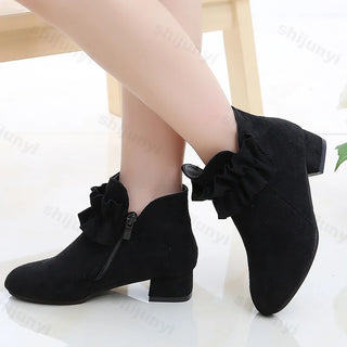 Sweet Girl Zipper Short Suede Boots