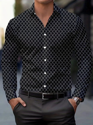 Men's Geometric Pattern Design Dress Shirts