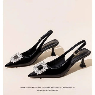 Pointed Toe Diamond Back Strap Sandals