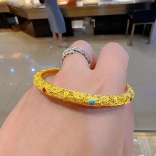 9999 24K real gold Palace ancient law retro imitation enamel boutique everything floral silk light luxury high design bracelet