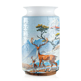 3D LED Light Puzzle Flower Vase Porcelain Design Home Decoration Diy Assembly Montessori Educational Toys Gift for Adults Kids