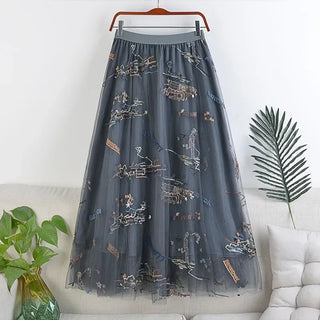 Vintage Embroidery Ethnic Style Party Skirt