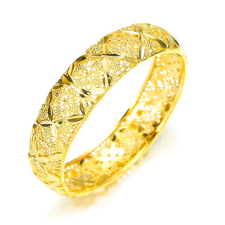 Luxury 24K 9999 Pure Gold real gold Women's Buckle Hollow Grass Bracelet