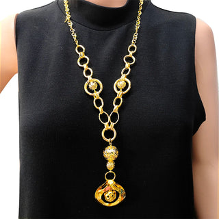Long Beaded Tassel Pendant Necklace