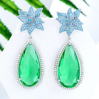 GODKI Trendy Flower Drop Earrings For Women Wedding Cubic Zirconia Dubai Bridal Earrings Costume Jewelry Summer Party
