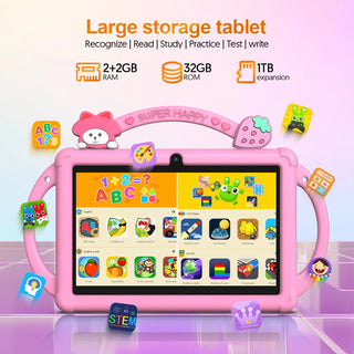 7-inch Android 13 children's tablet, 5G WiFi tablet, quad-core processor, 4GB (2g+2g-memory expansion) RAM+32GB ROM, with parent