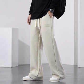 Men's Straight Sweatpants Wide Leg Cotton Track Pants Drawstring Letter Sports Baggy Pants Casual Long Trousers Big Size 8XL
