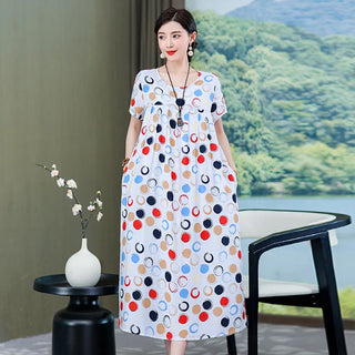 Women Vintage Print Long Dress Sleepwear