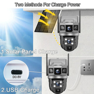 Dual Lens Solar Security Surveillance Camera