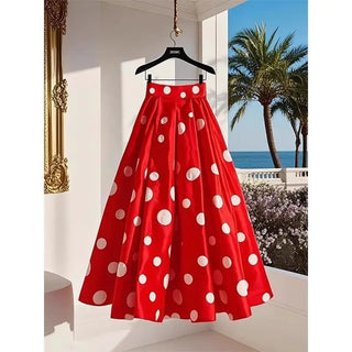 Printed Polka Dot Pleated Skirts