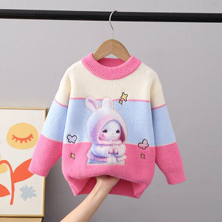 Girls Fluff Cartoon Warm Sweater