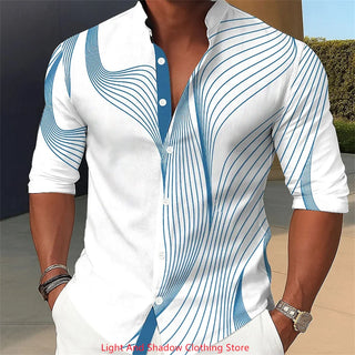 Casual 3D Printed Long Sleeved Shirt