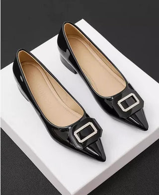 Female Working Heel Pumps Pointed Toe Green Red Black Luxury Desiger Shoes With Buckle Narrow Fits 33-45 21cm Spring Stilettos