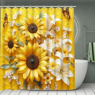 Vibrant Sunflower Design Shower Curtain Set