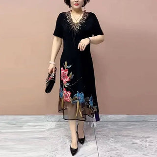 Stylish Folk Floral Embroidery Midi Dress Stylish - Epictzar Intl.