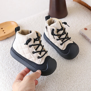 Faux Fur Winter Boots For Children Trend Fashion Plaid Kid's Plush Boots Anti-slippery Boy's Girl's Snow Boots Winter Shoes