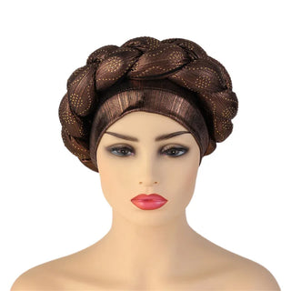 Glitter Diamonds Braids African Autogele Headtie Women Turban Cap Female Head Wraps
